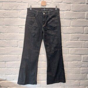 7 For All Mankind Ginger Jeans Womens 27 Flare Blue USA MADE Dark Wash Short